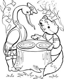 Раскраска к русской народной сказки лиса и журавль