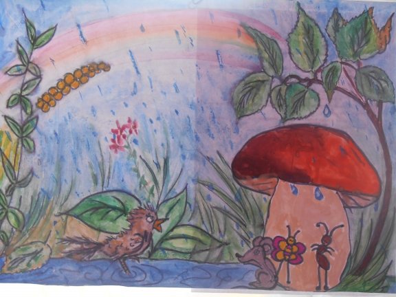 Рисование Сутеев под грибом