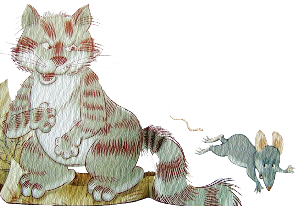 Раскраска мишка и кошка