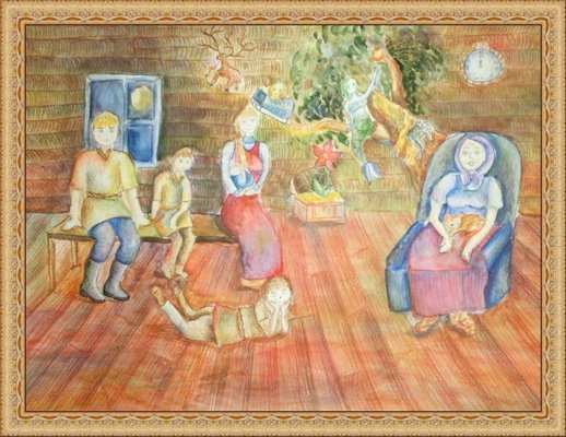 Иллюстрация к стиху Есенина бабушкины сказки