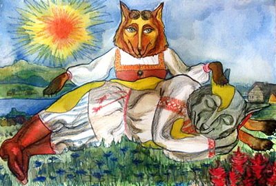 Лиса повитуха иллюстрация