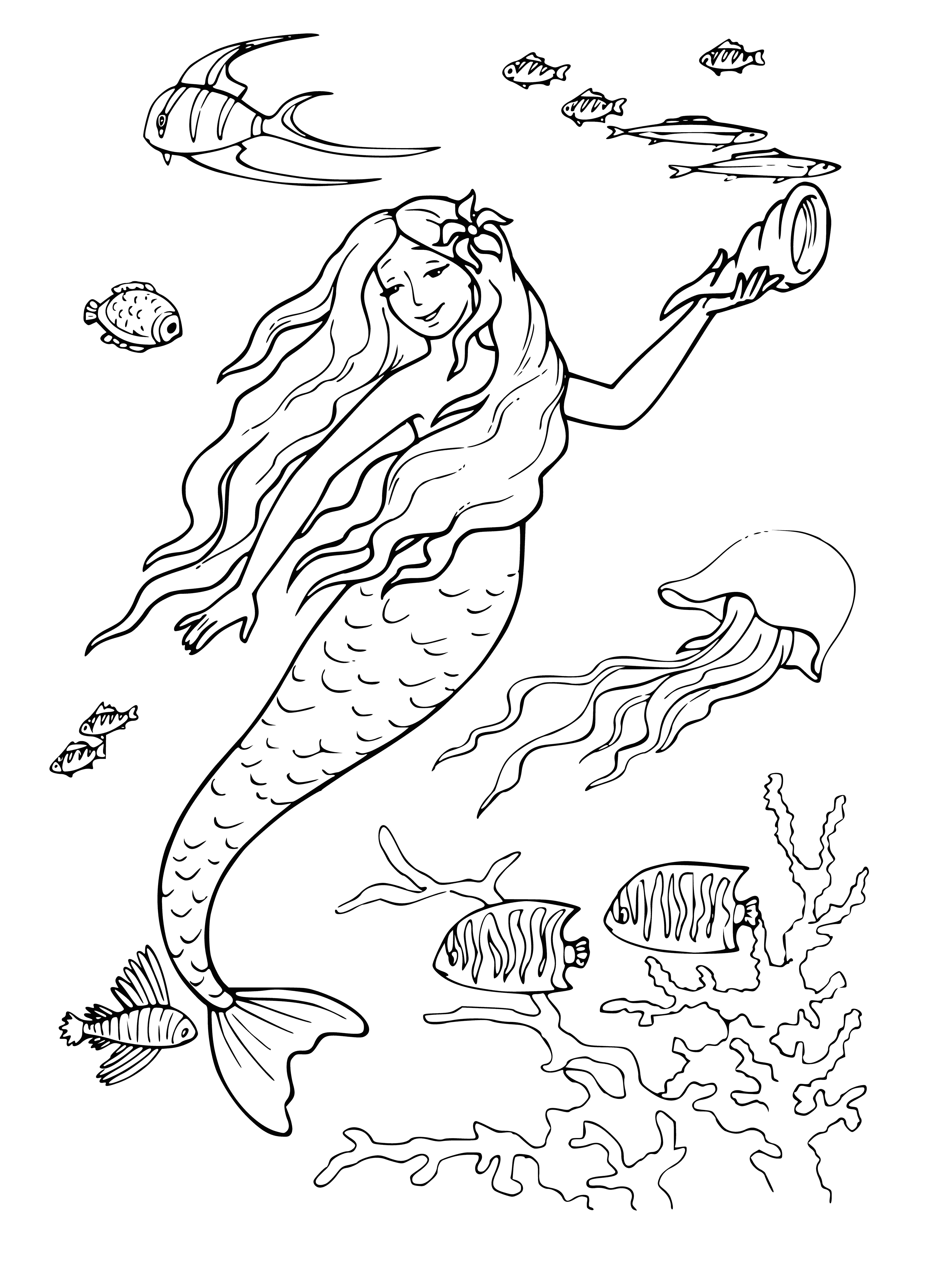 Рисунок русалки из сказки Русалочка Андерсена