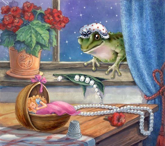 Мультфильм Дюймовочка жаба