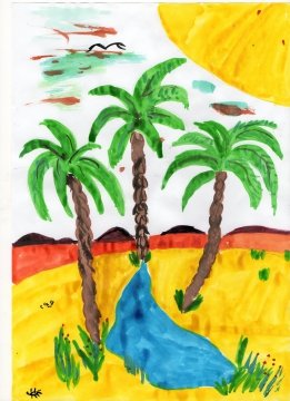 Рисунок к балладе три пальмы Лермонтов