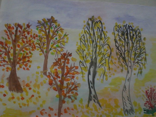 Рисование в подготовительной группе на тему осень карандашами
