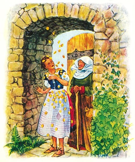 Госпожа Метелица братья Гримм рисунок