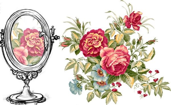 Цветы и зеркало Абрамцева