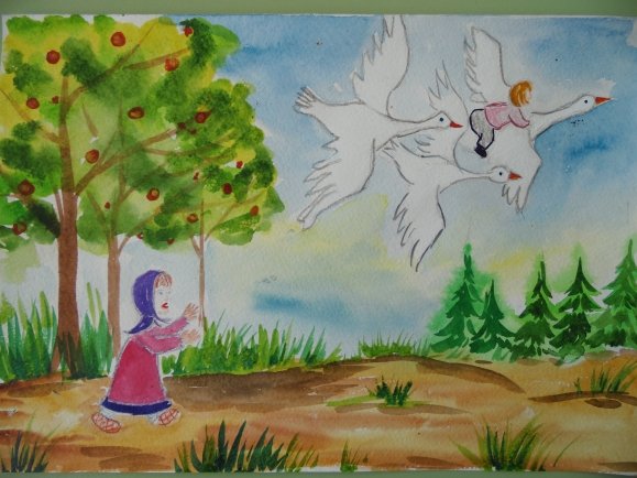 Детские иллюстрации к сказке гуси лебеди