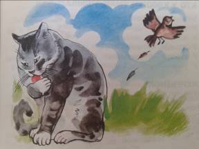 Кот моется после еды иллюстрации в хорошем качестве