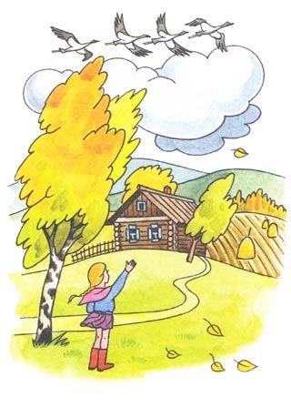 Раскраска улетающие птицы осенью для детей