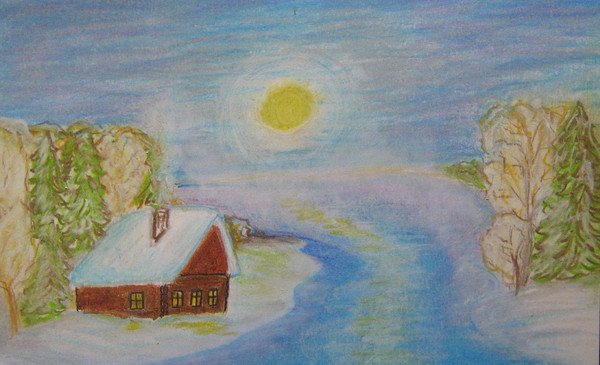 Рисунок на тему зимнее утро