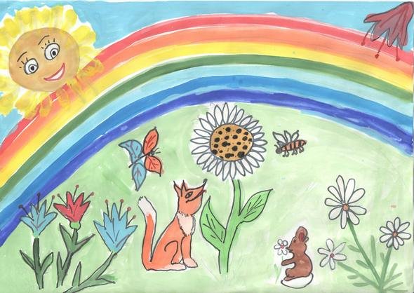 Весенний пейзаж гуашью для детей