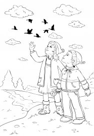 Птицы улетают раскраска