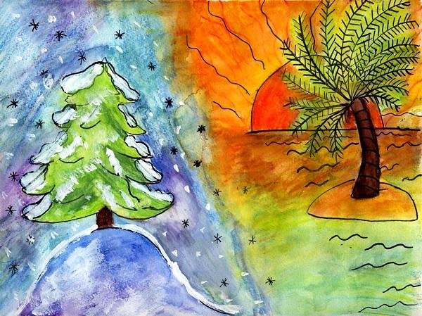 Иллюстрация к стихотворению Лермонтова на севере диком