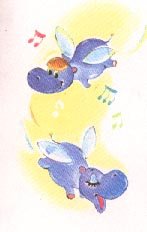 Бегемотик с цветами рисунок