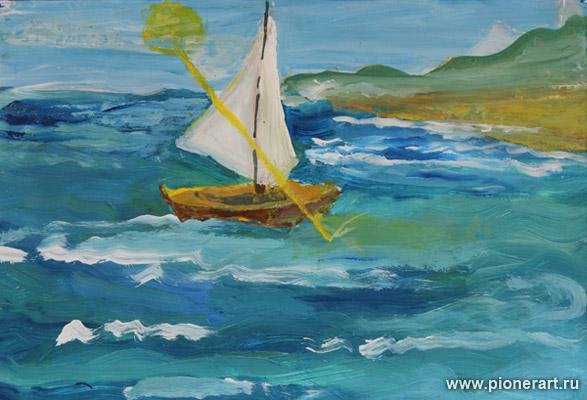 Рисунок к стихотворению Парус Лермонтова