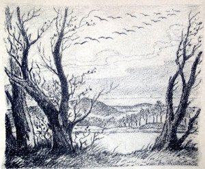 Уж небо осенью дышало рисунок к стихотворению