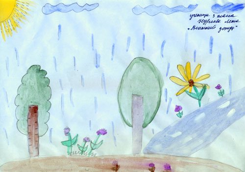 Рисунок к стихотворению Фета весенний дождь