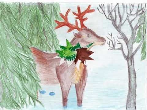 Иллюстрация густой зелёный ельник у дороги