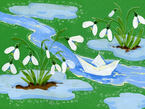 Первые весенние цветы рисунки для детей