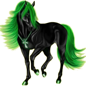 Лошадь с зелёной гривой