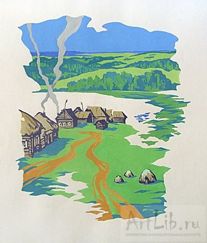 Русский пейзаж карандашом