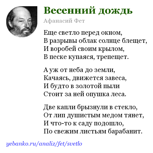 Стихотворение Афанасий Фет весенний дождь
