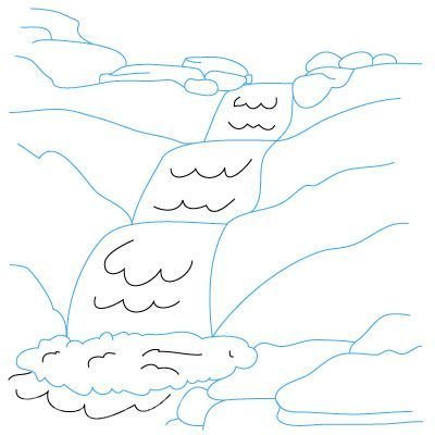 Пейзаж гор карандашом