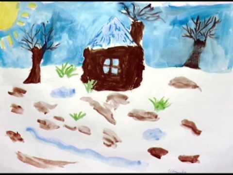 Зимний пейзаж с избушкой