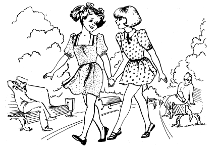 Две девочки играют рисунок