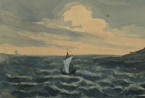 Михаил Лермонтов. Парус (морской вид с парусной лодкой). 1828-31