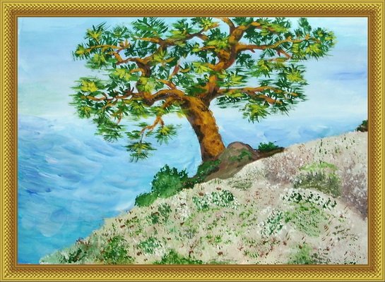 Рисунок сосна на вершине