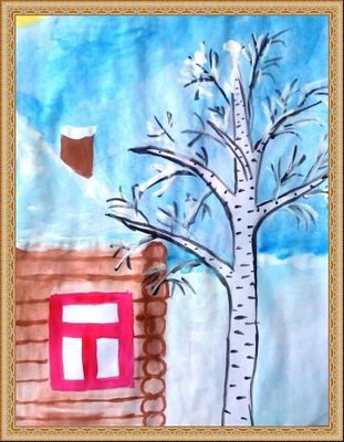 Рисунок к стихотворению Есенина белая береза