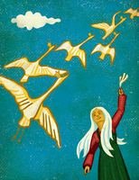 Иллюстрация к сказке Дикие лебеди