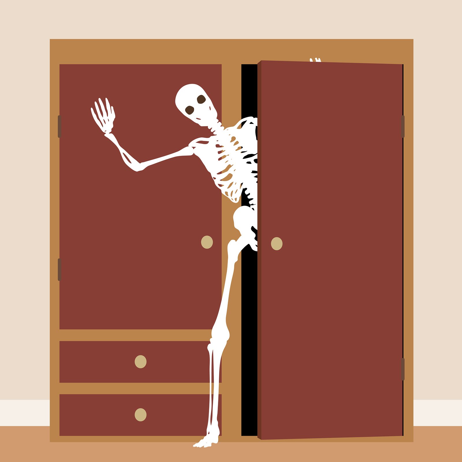 скелет в шкафу карикатура