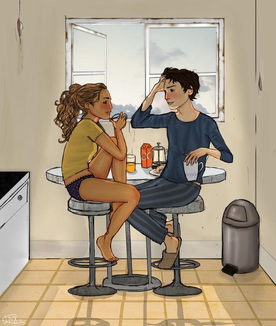 Двое на кухне иллюстрация