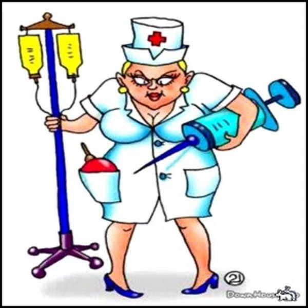 Карикатура медсестра с уколом
