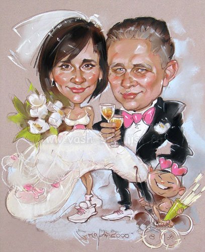 Шарж на серебряную свадьбу