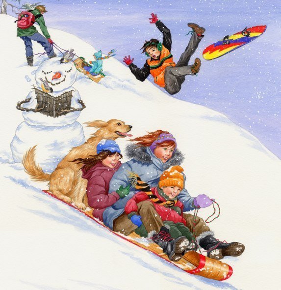 Зимние забавы катание с горки