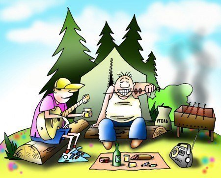 Шарж семейная рыбалка