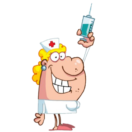 Карикатура медсестра с уколом