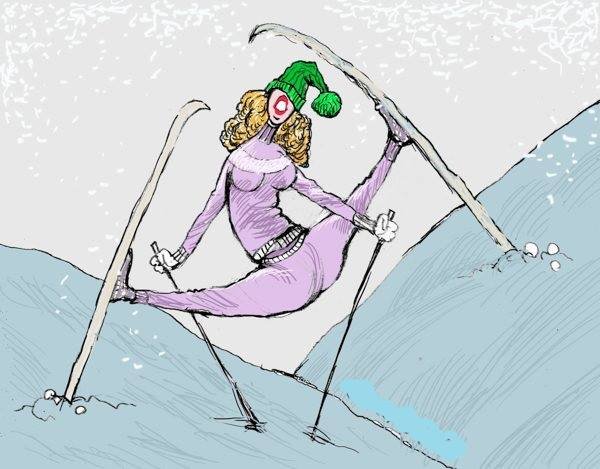 Горные лыжи карикатура