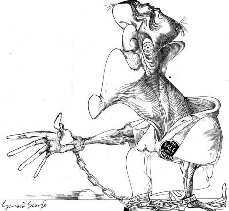 Джеральд Скарф карикатура с виниловой пластинкой