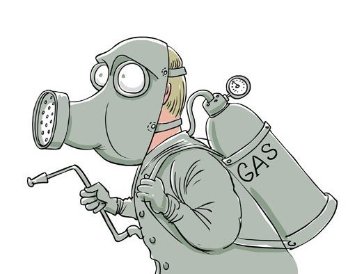 Шарж с противогазом