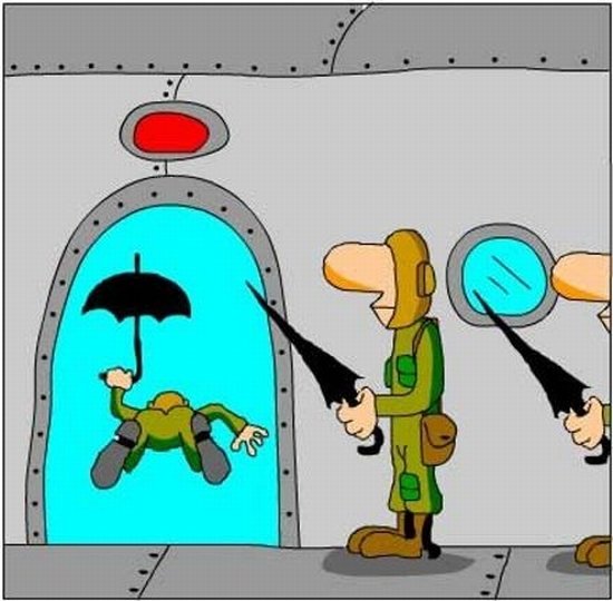 Карикатура падение с парашютом