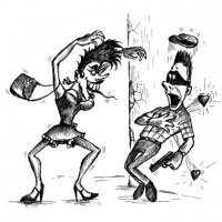 Женская драка карикатура