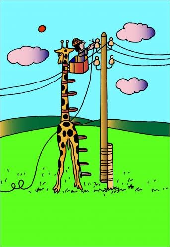 Карикатура на электрика