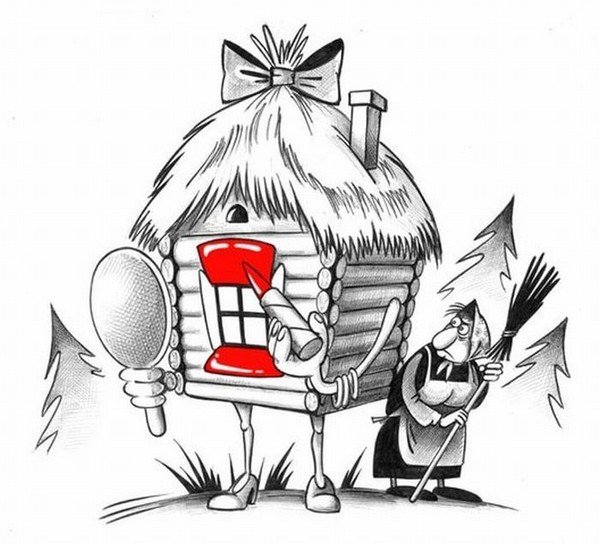 Избушка на курьих ножках карикатура