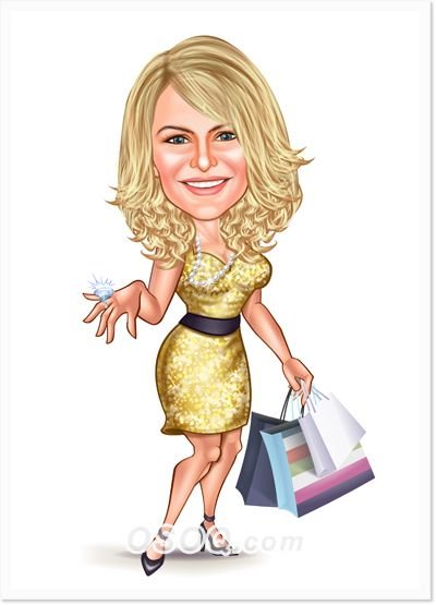 Шарж девушки шопоголика