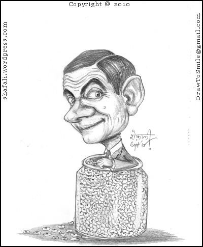 Шарж Мистер Бин карандашом